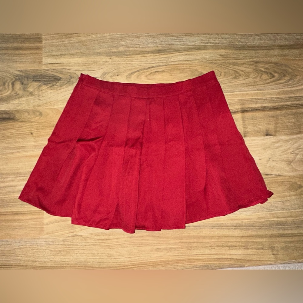Maroon Pleated Skirt